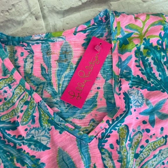 Lilly Pulitzer Mandevilla Baby Hip Nautic Tropical Print V-Neck Women’s Top - Picture 7 of 8